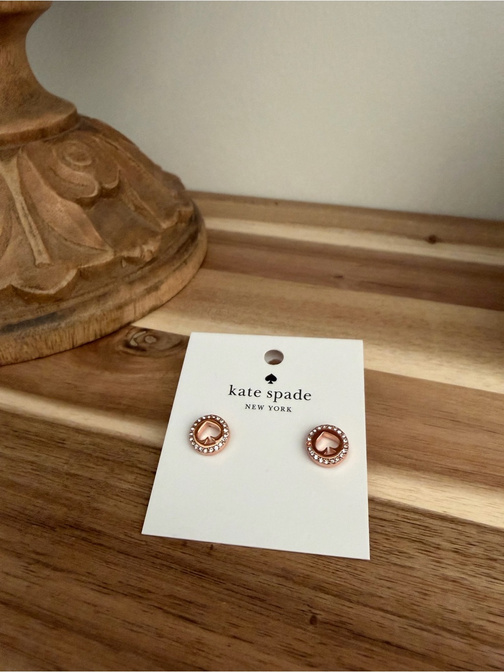 kate spade Rose Gold Spade Halo Crystal Stud Earrings